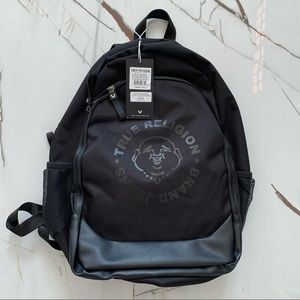 True Religion Men's Beddoe Unisex Backpack Black Logo New Authentic NWT